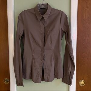 Try Me MADE IN ITALY Women’s 6 Slim Stretch Cotton Button-down Shirt SMOKE GRAY